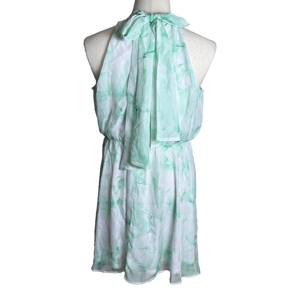 Cato Mint Green & White Floral Halter Neck Dress Sz L Easter Spring Knee Length - Picture 9 of 16